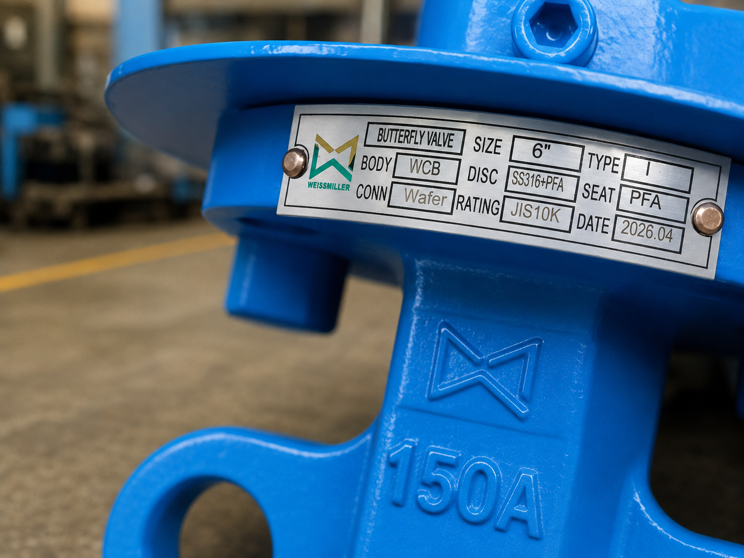 PFA Seated Wafer Butterfly Valve Detail View