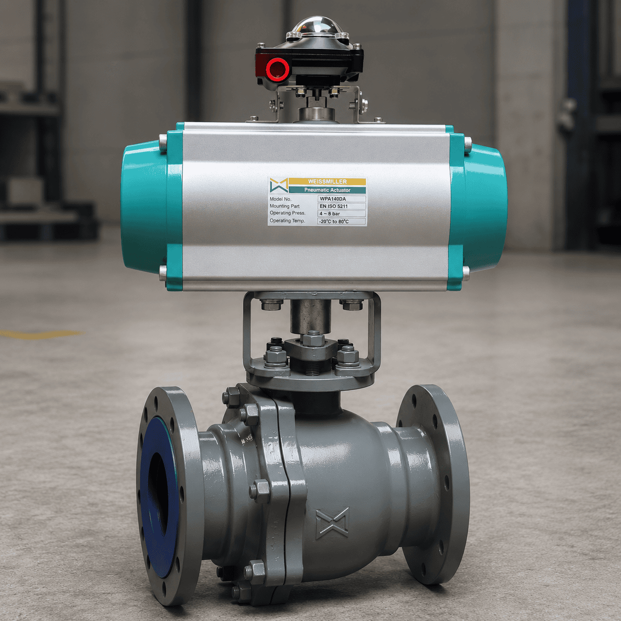 Pneumatic Actuated Flanged Ball Valve Nameplate Detail