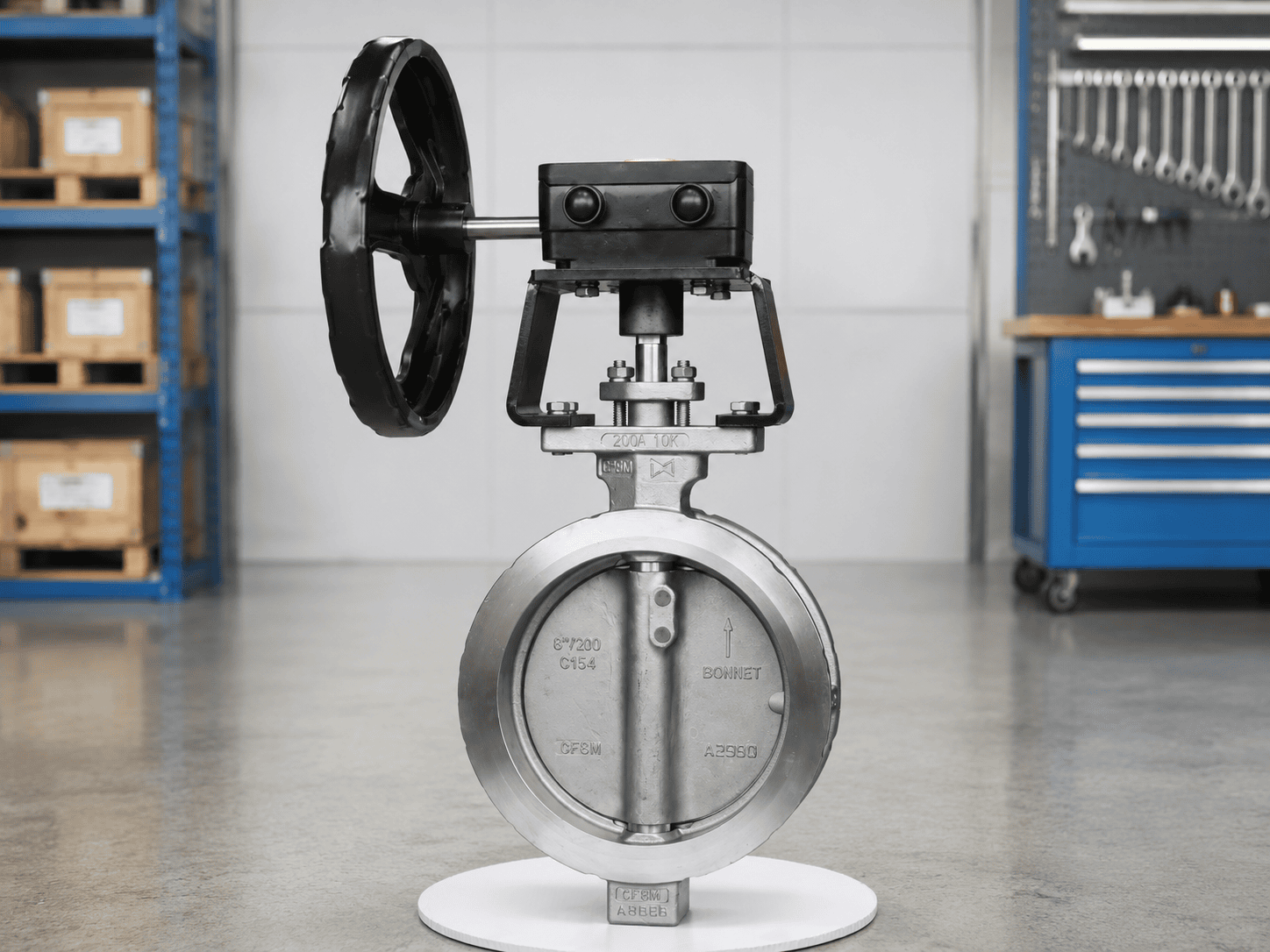 Gear Operated Stainless Steel Wafer Butterfly Valve Marking Detail