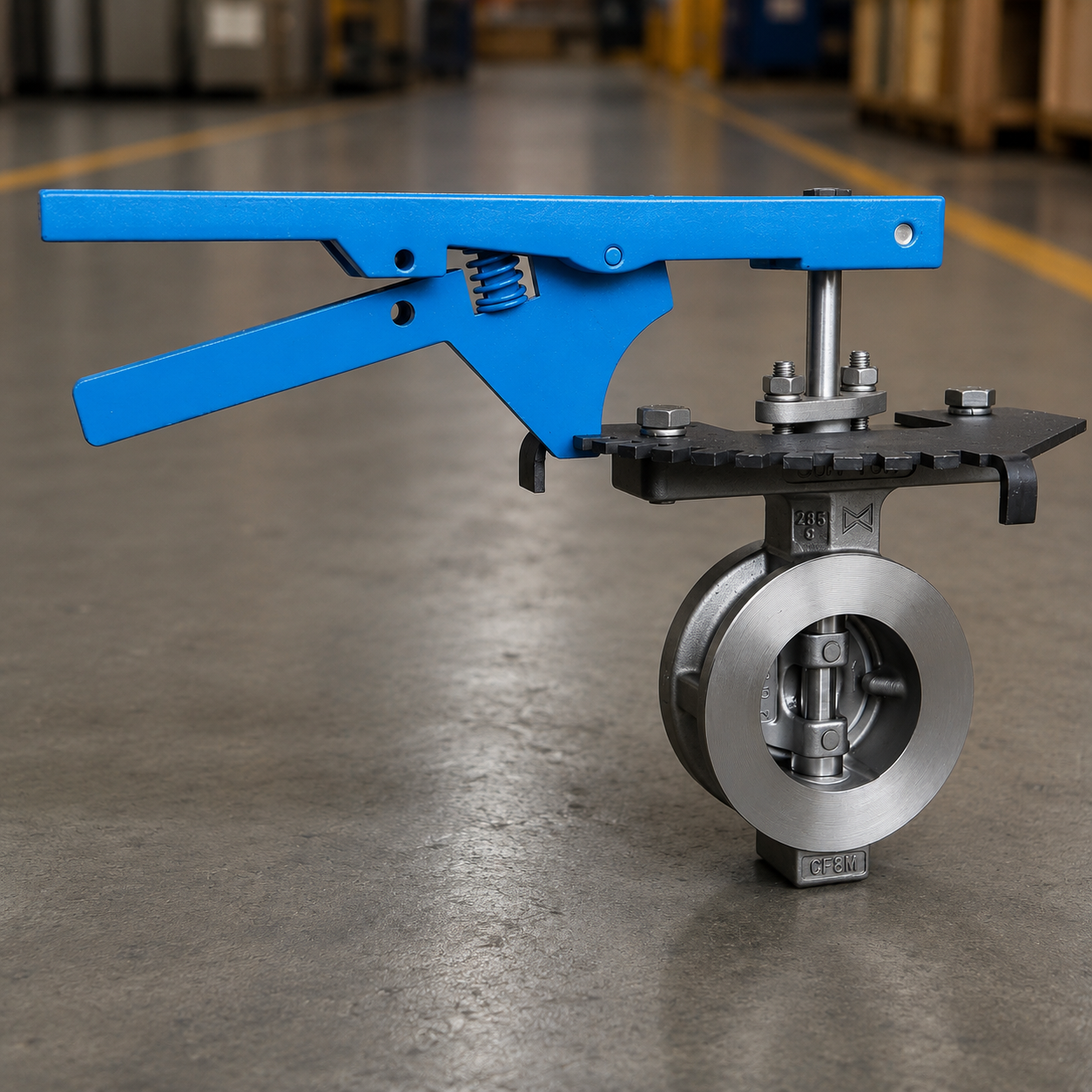 Lever Operated Wafer Butterfly Valve Detail View