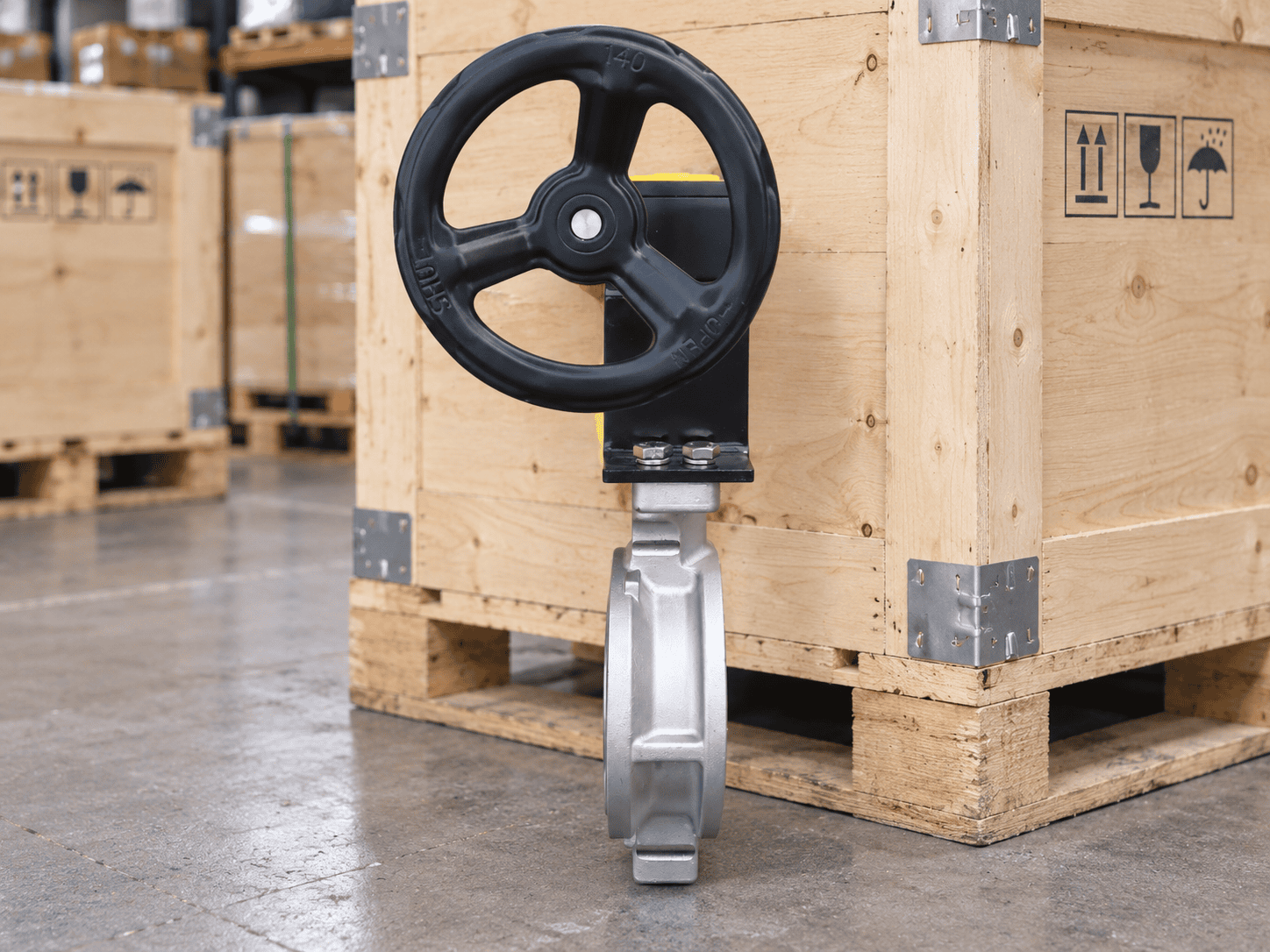 WEISSMILLER Double Eccentric Butterfly Valve CF8 Gearbox Detail