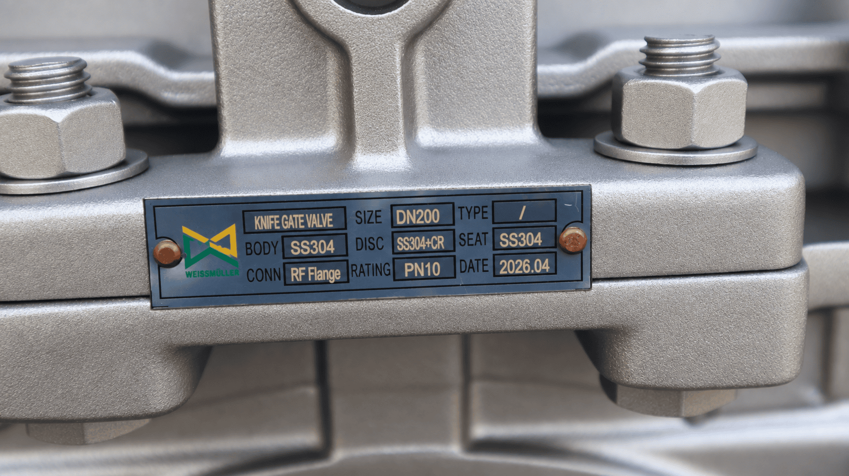 WEISSMILLER SS304 Knife Gate Valve Gate and Flange Detail